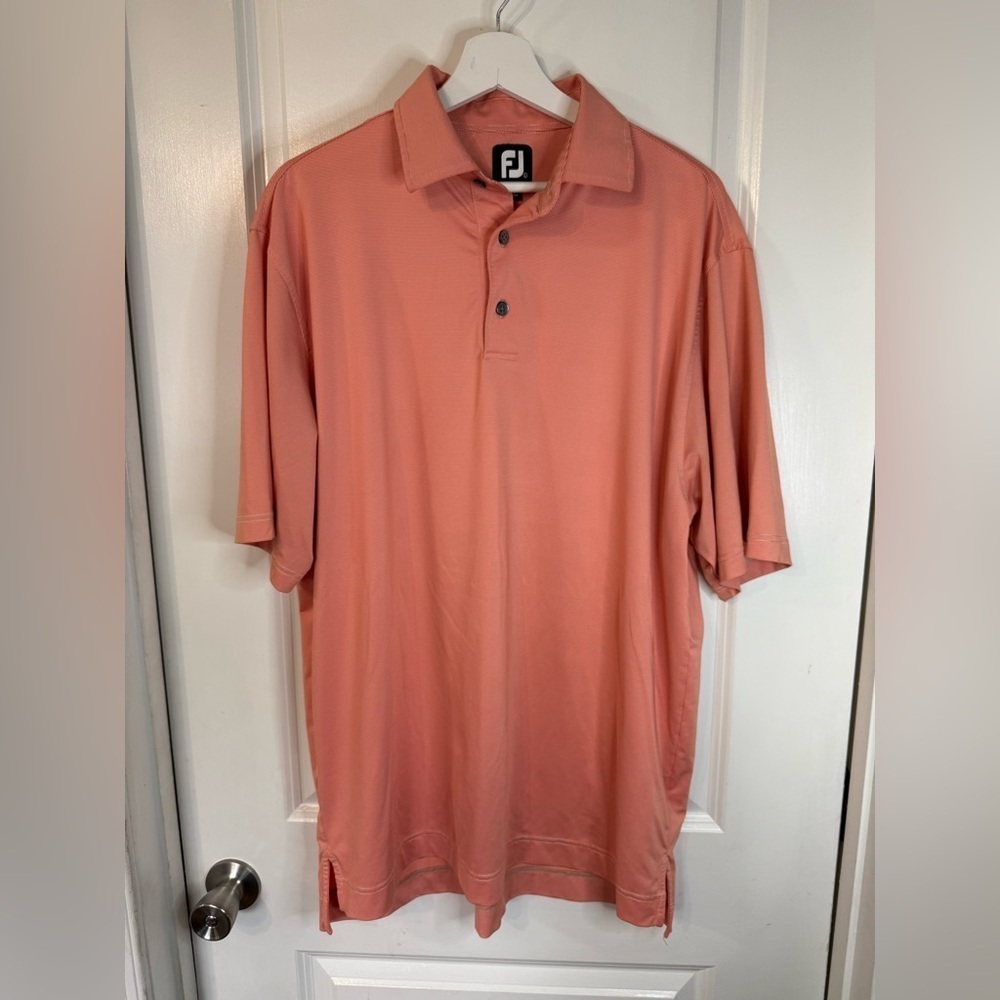 FJ FootJoy Men’s Peach Orange Golf Polo - Size Large